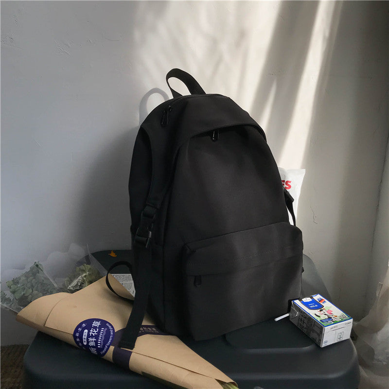 Ny Japansk og Koreansk Rygsæk til Tidlig Gymnasieelev i Nylon, Ensfarvet Vandtæt Letvægts Rygsæk til Studerende og Par