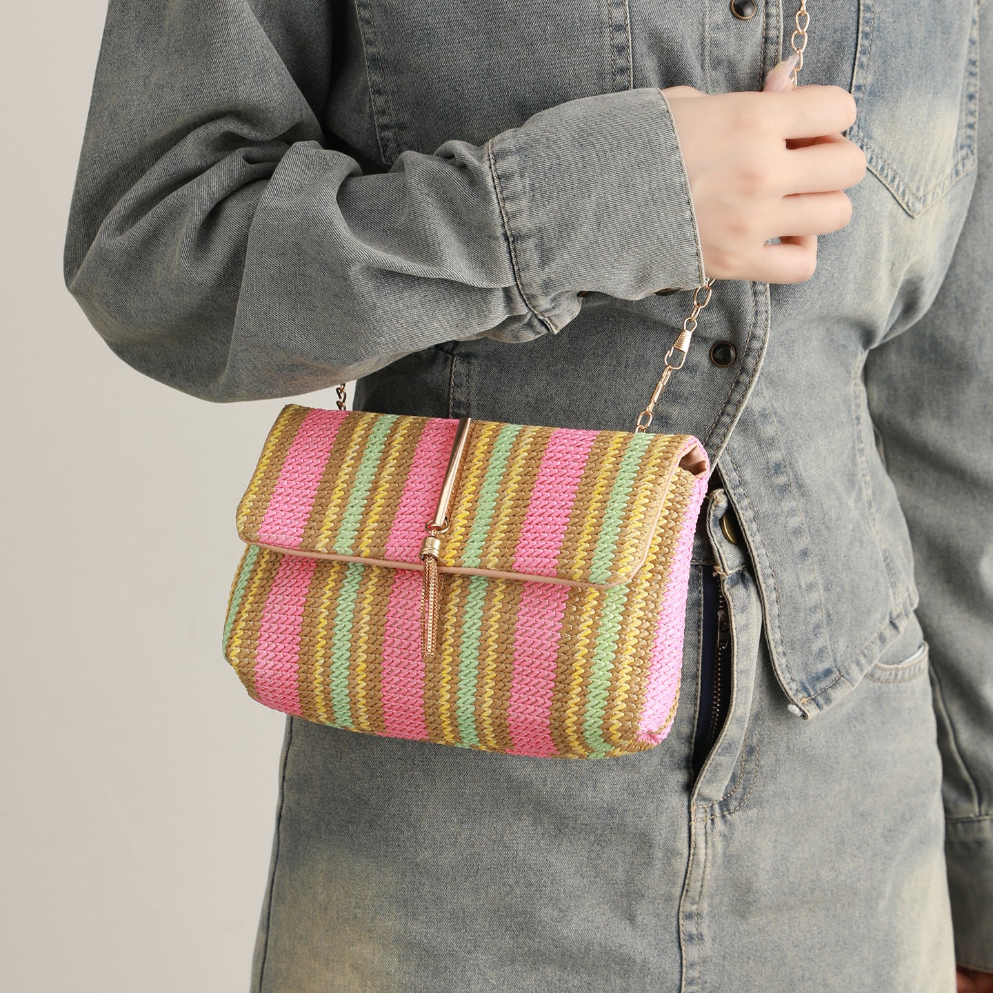 Women's Cross-body Bag Korean Style Trendy Straw