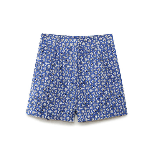 Embroidered High Waist Shorts