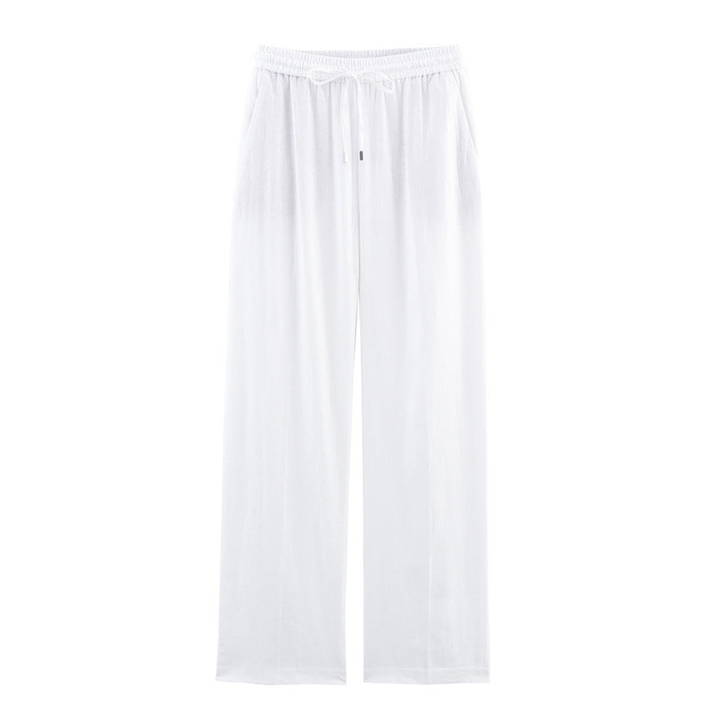 European And American Style Design Linen Blended Straight-leg Pants