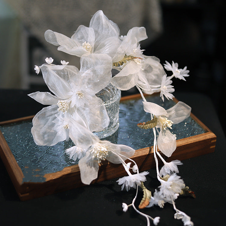 Women's French Fantasy White Silk Embossing
