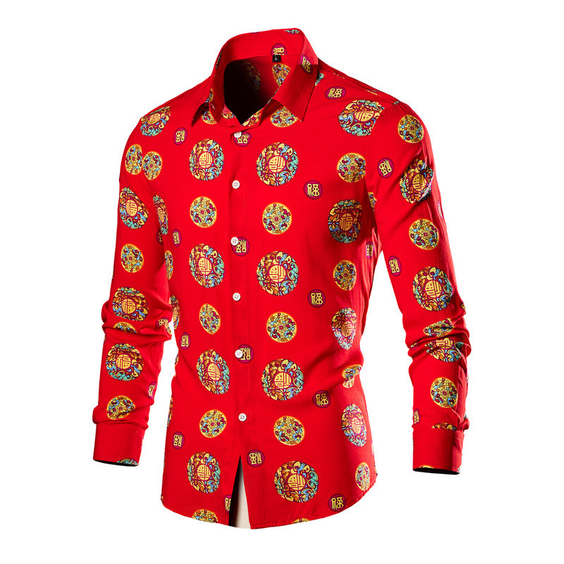 Northeast Big Flower Long-sleeved Colored Shirt