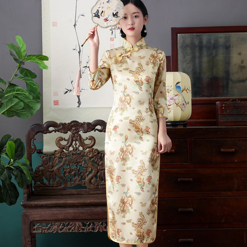 Retro Long Cap Sleeve Performance Dress For Summer