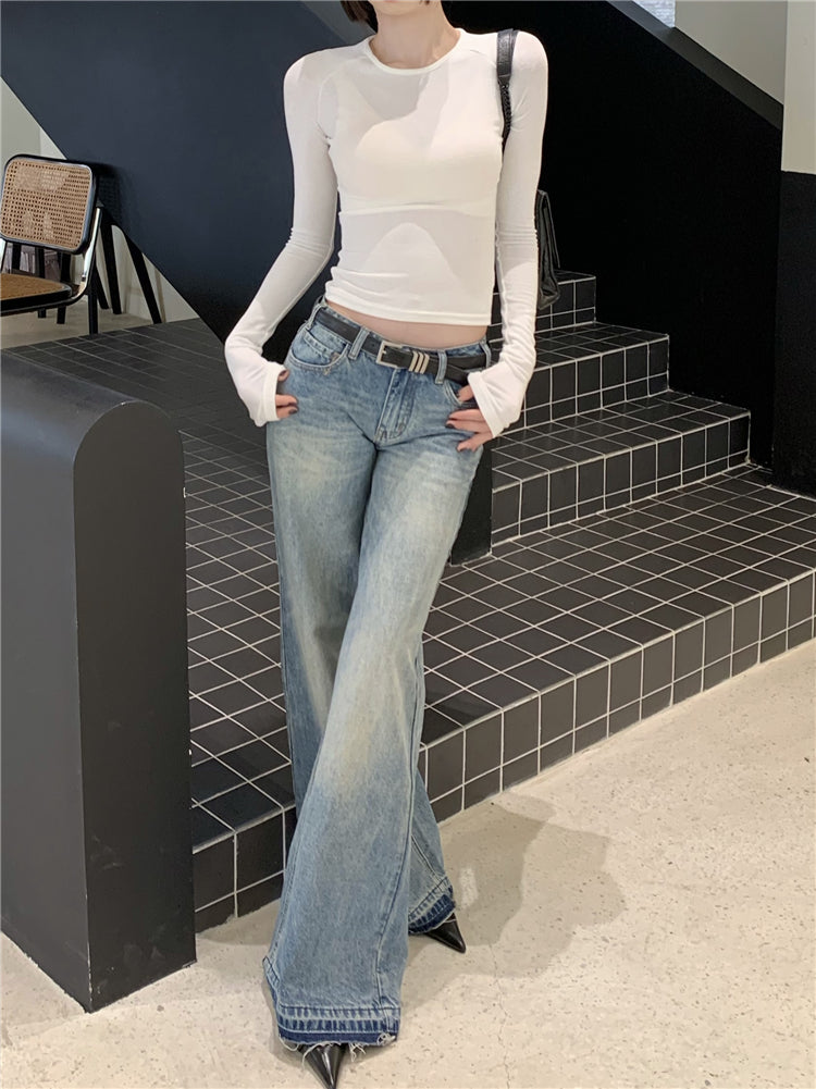 retro jeans women low waist loose