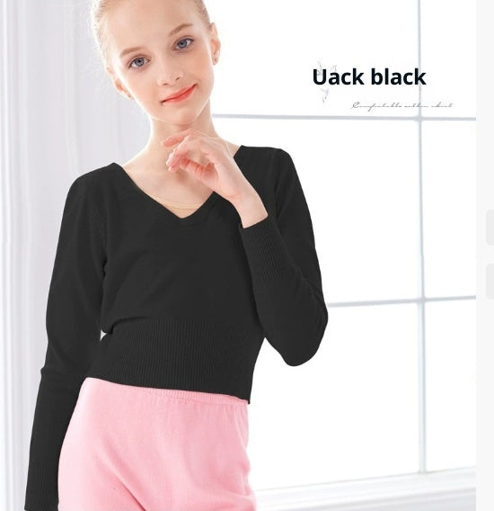 Girls' Autumn And Winter Solid Color Casual Ballet Jacket