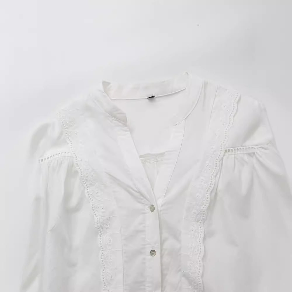 New Temperament V-neck Long Sleeve Satin Tie-dyed Pleated Irregular Shirt Women