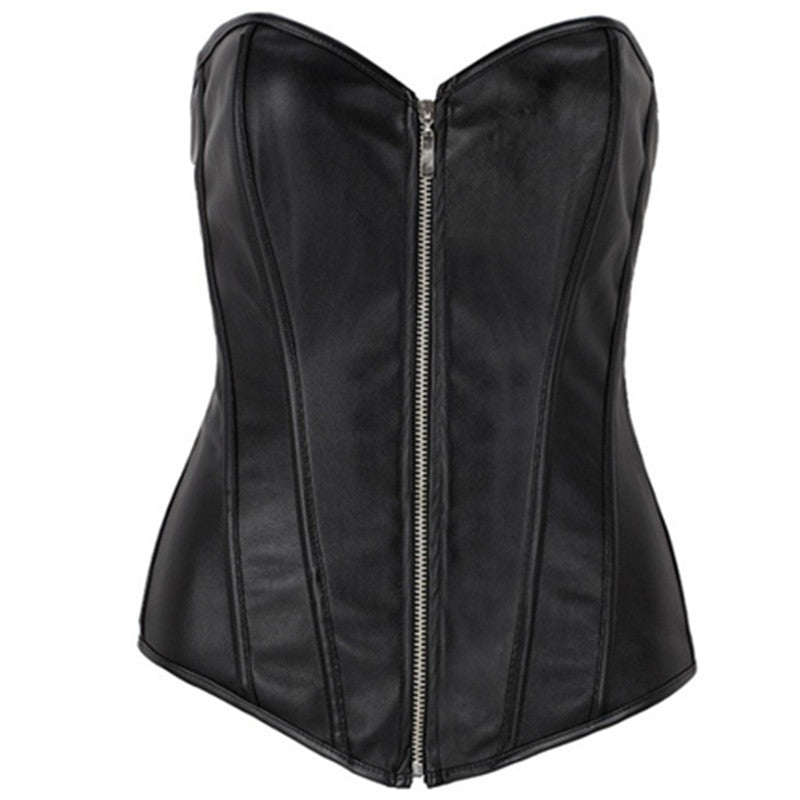 Court Zip-up Bodice In Leather Style