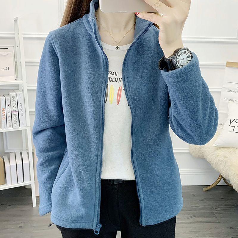 Polar Fleecejakke til kvinder, dobbeltsidet, fortykket sweater