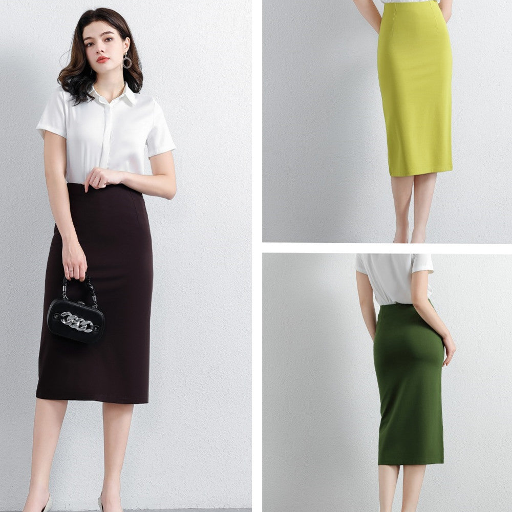Black A- Line Skirt High Waist Slimming Knitted