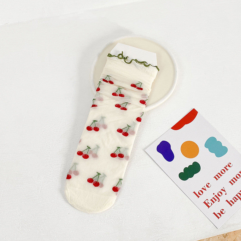 Spring And Autumn Thin Glass Silk Tube Socks Japanese Socks Ins