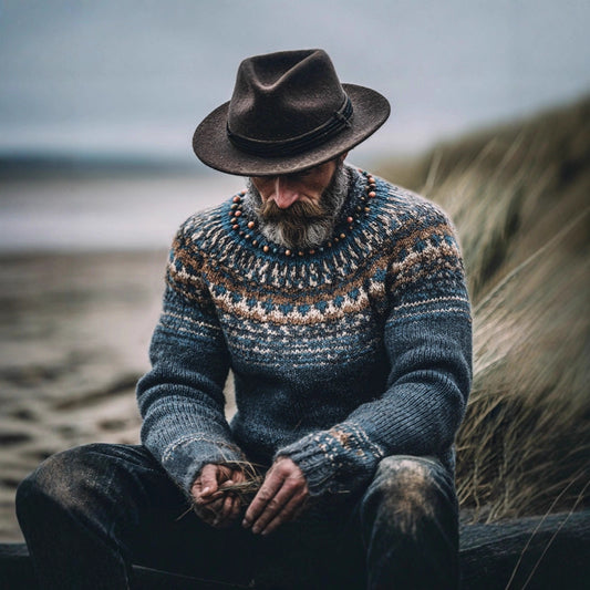 Mens Loose-Fit 3D-Printed Long-Sleeve Pullover