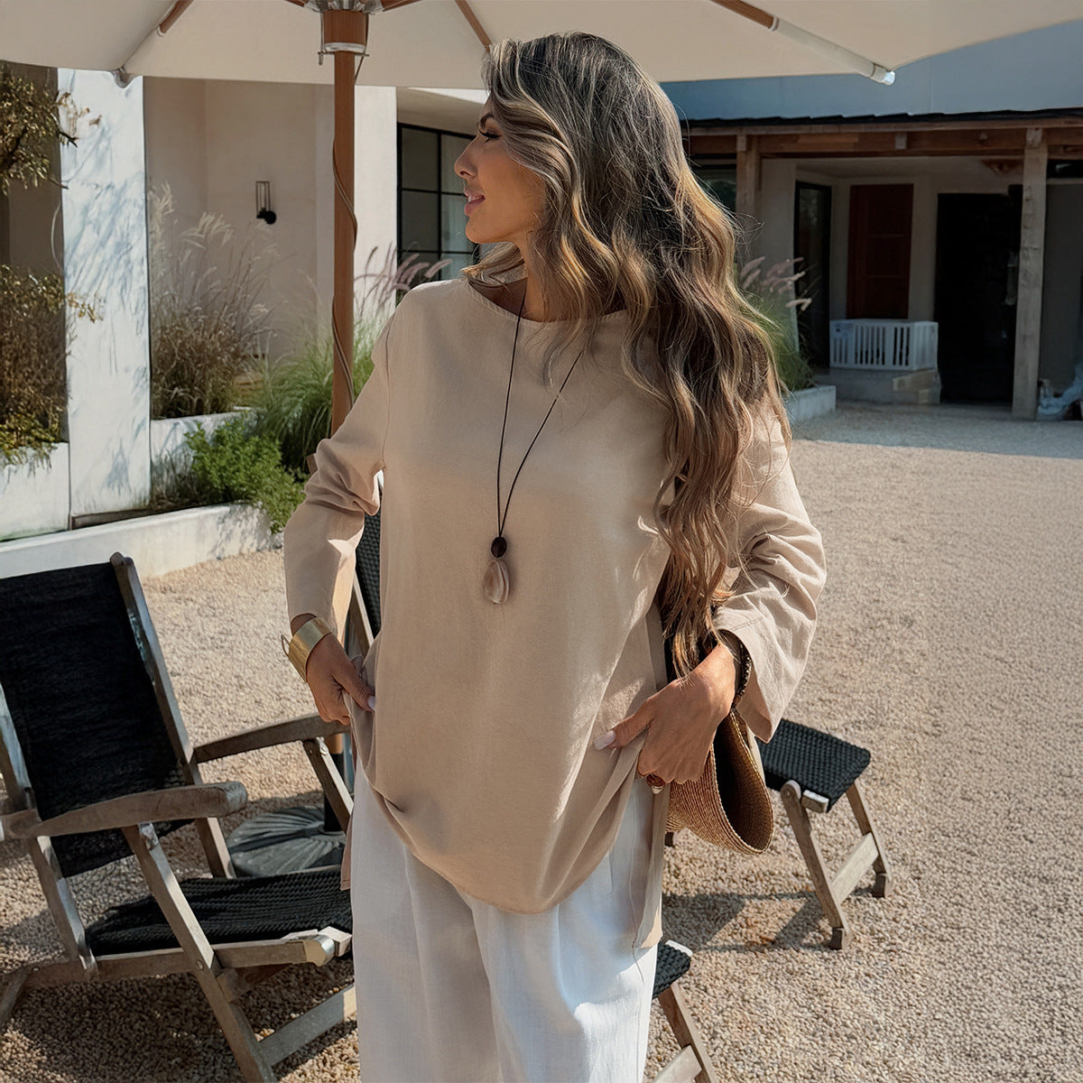 Stylish Minimalist And Relaxed Fit Long Sleeve Top For Women