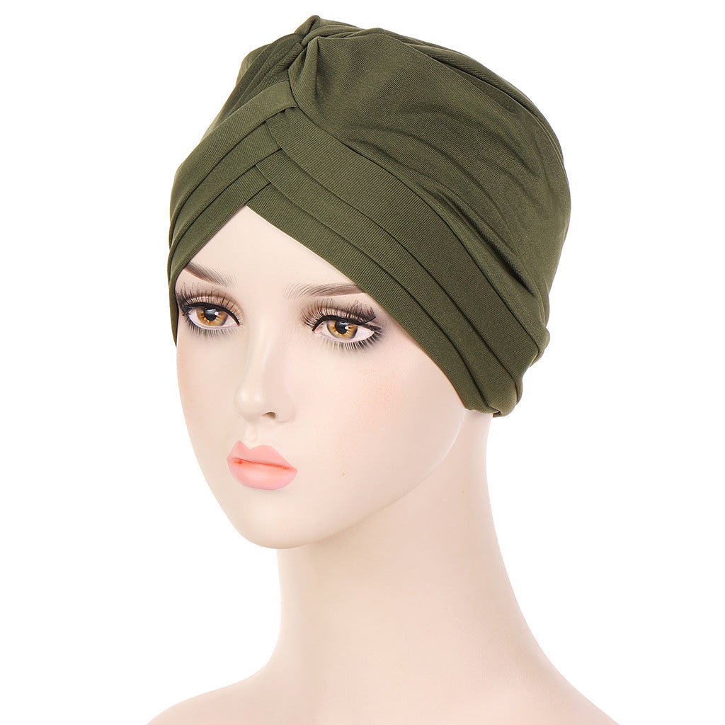New Multi-color Crystal Hemp Three-layer Turban Hat