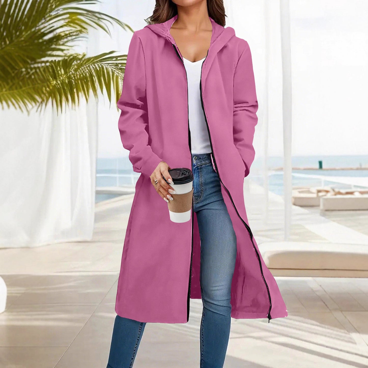 Fashionable Simple Comfortable All-match Slimming Hooded Coat