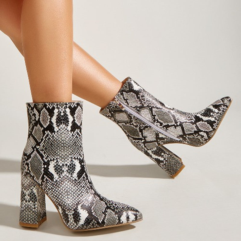 Women's Thick-heeled Pointed High-heeled Martin Boots