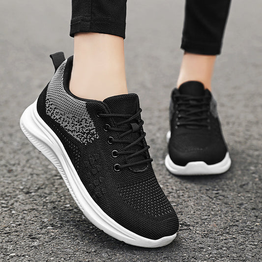 Snøresneakers til kvinder, lette åndbare flade sko