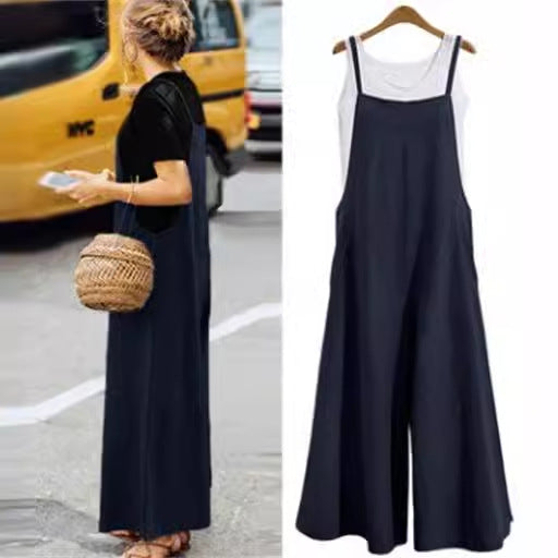 Women's Loose Slimming Casual Minimalist Jumpsuit With Straps