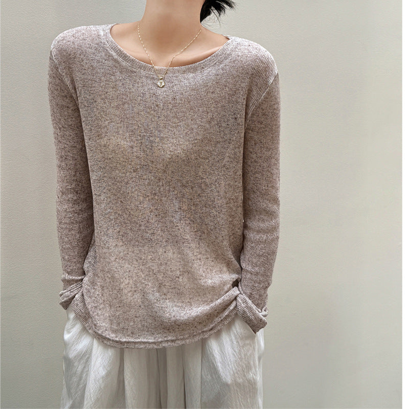 Women's Loose Knitted Blouse Idle Style High-grade Long-sleeved T-shirt