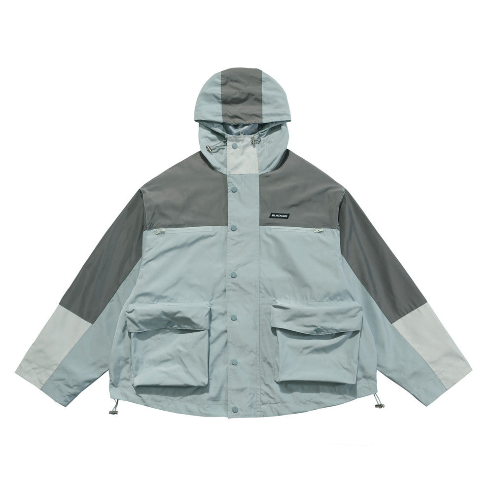 Men's Functional Contrast Color Stitching Hooded Jacket
