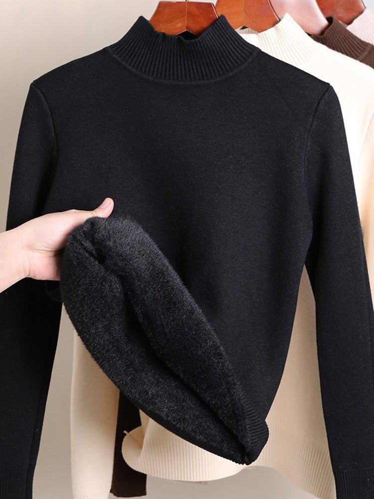 Fleece-lined Thick Turtleneck Sweater Women