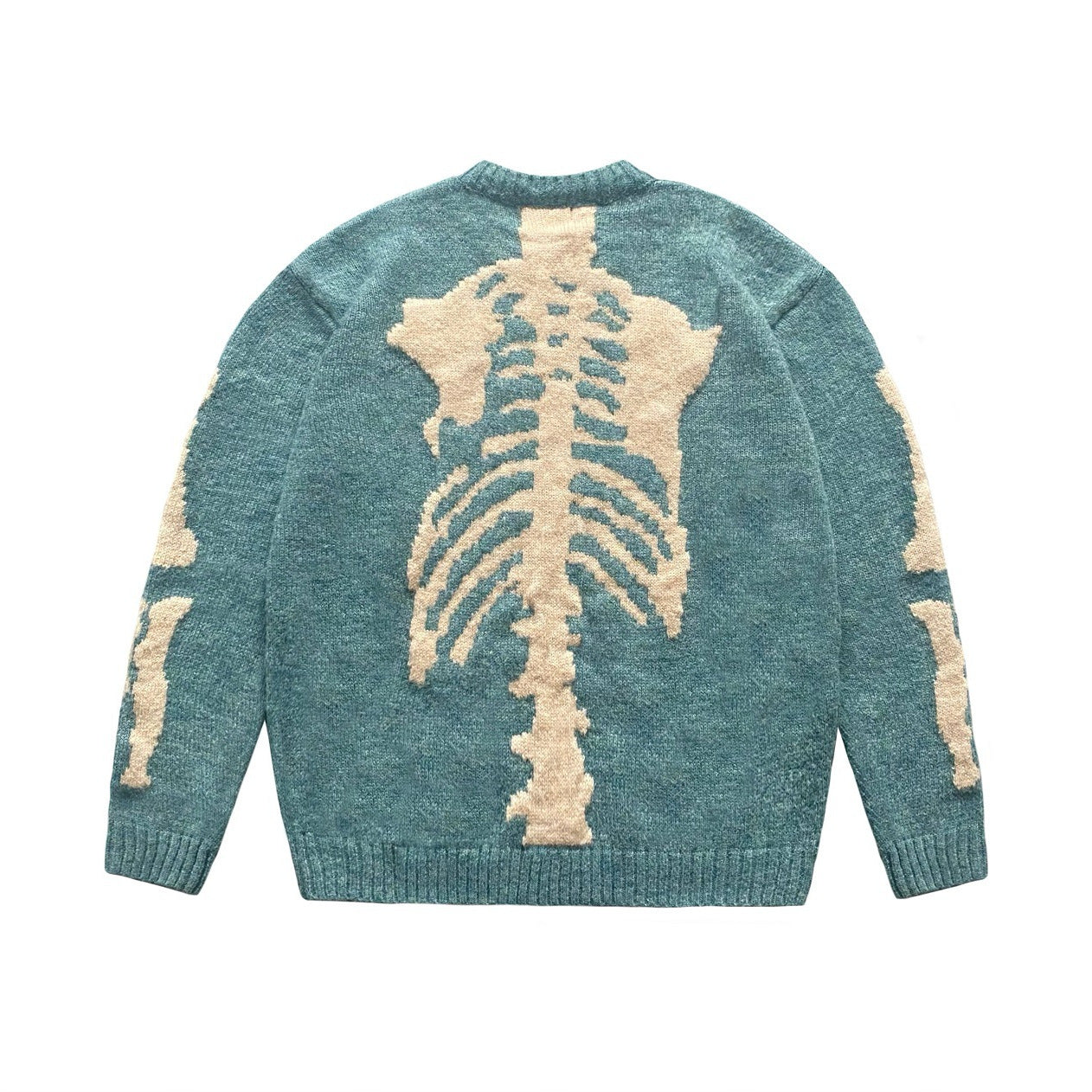 Round Neck Loose Bone Skeleton Knit Casual Sweater
