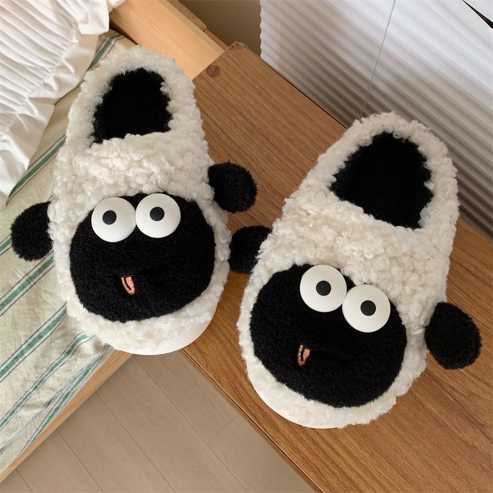 Cute Big Eyes Sheep Home Warm Cotton Slippers Winter