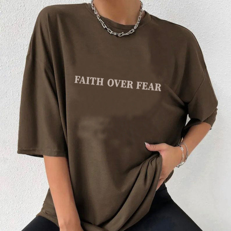 Letter Printed T-shirt Women's Fashion Casual Loose