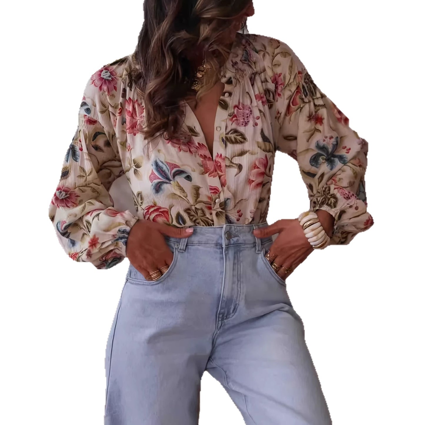 Women's Long-sleeved Shirt Printed Shirt