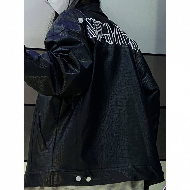 Women's Embroidered Pattern Leather Jacket