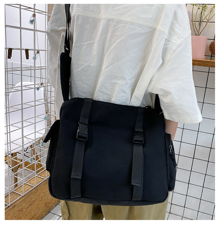 Women's Simple Tooling Messenger Canvas Bag
