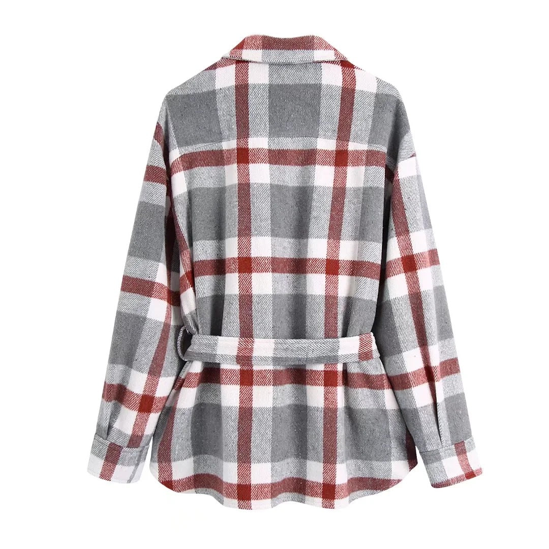 Urban Casual Simple Style Large Plaid Woolen Shirt