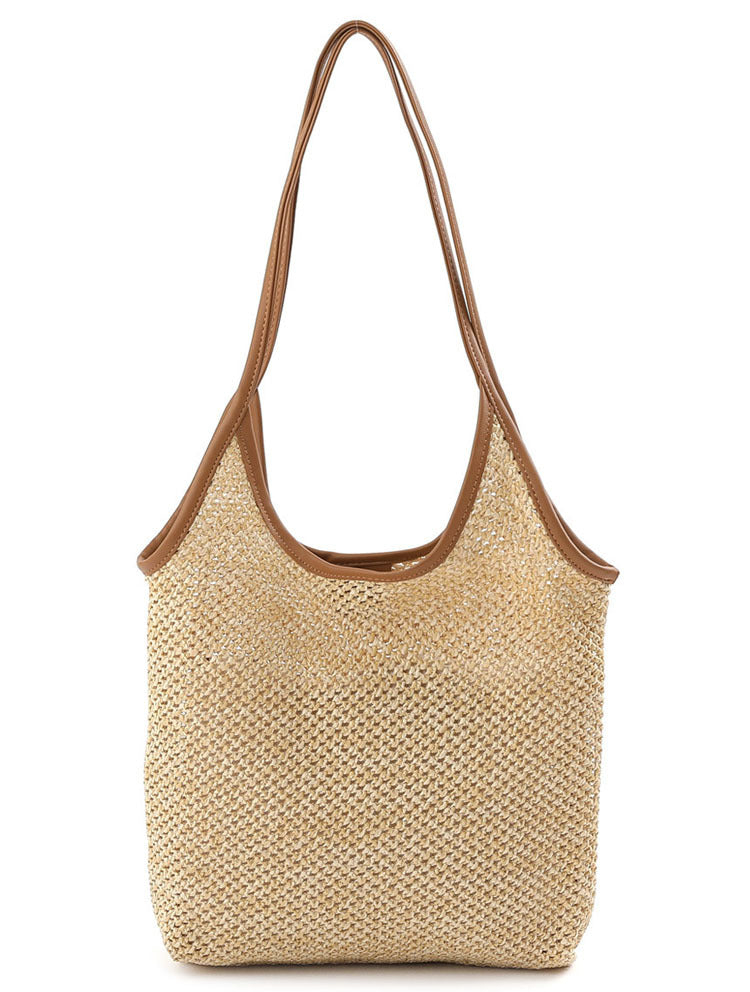 Vest Fishnet Bag Literary Straw Shoulder Bag