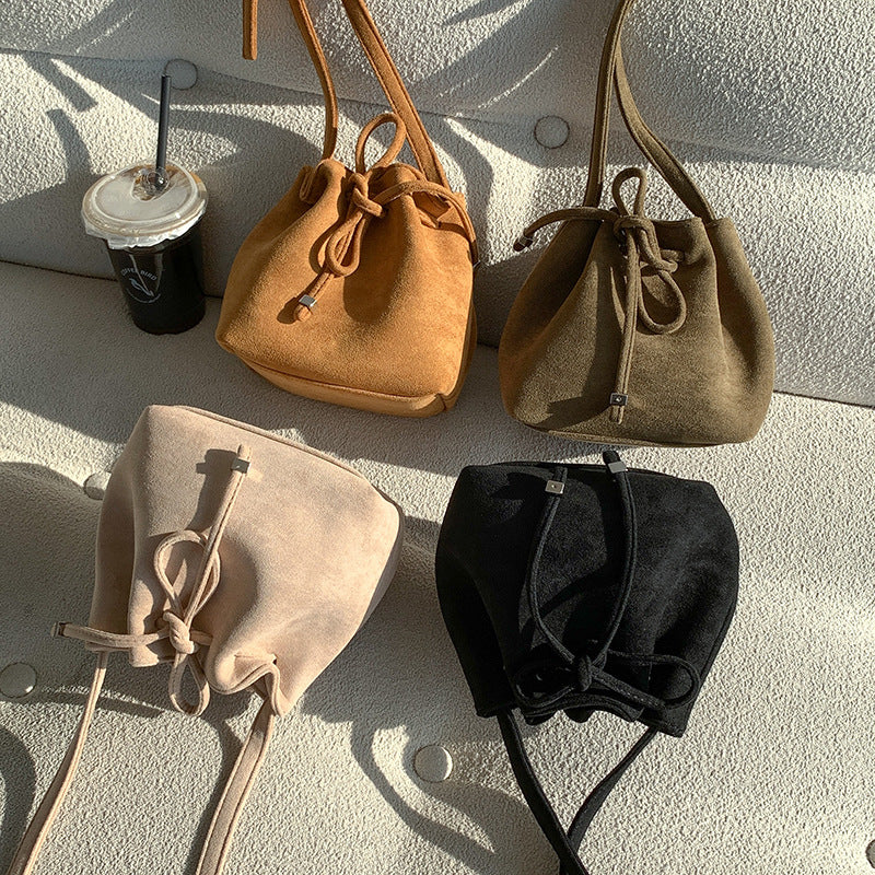 Women's Drawstring Bag Drawstring Mini Bucket Bag Special-interest Design Shoulder Bag