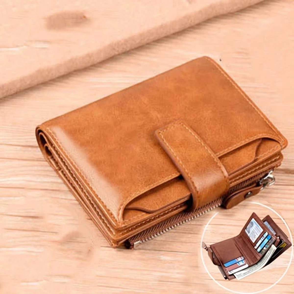Men'S Coin Purse Wallet RFID Anti-Theft Man Leather Wallet Zipper Business Card Holder Money Bag Wallet Male