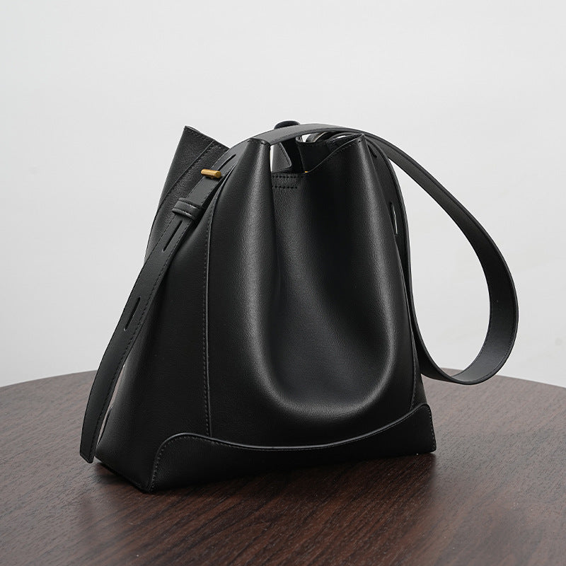 Shoulder Capacity Women's Leather Height Cross Body Bucket Bag