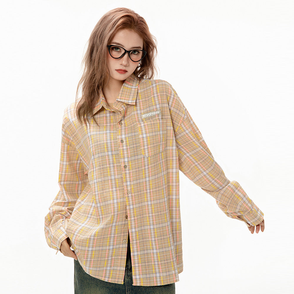 Plaid Long-sleeved Shirt Men's Autumn Street American Style