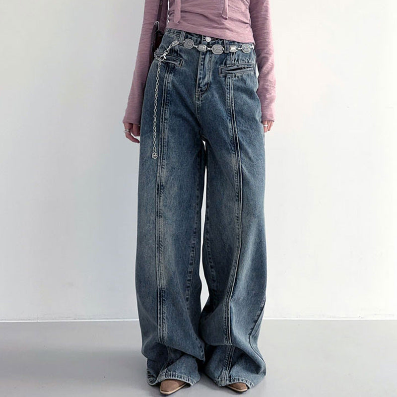 Amerikansk Stil Trend Street Shooting Kvindetøj Slidte Jeans