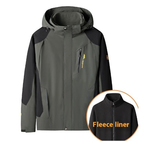Extra Large Size Soft Shell Jacket Three-in-one Plus-sized Plus-sized Jacket Winter Velvet Padded Thickened Coat
