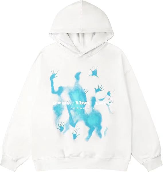 Hip-Hop Street Graffiti Hoodie Retro Casual Sports Brushed Hoody