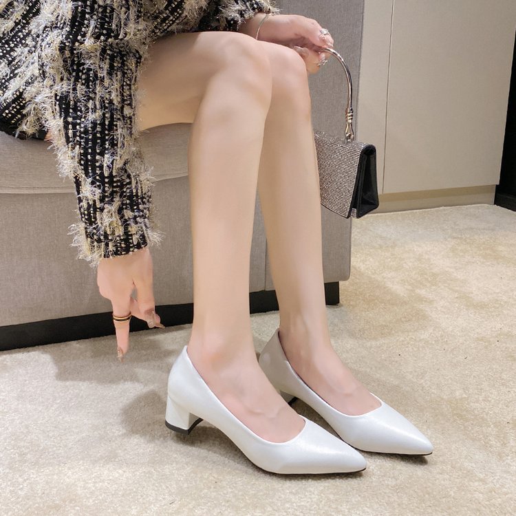 Round Head Thick Bottom Casual Women's Low-cut High Heels