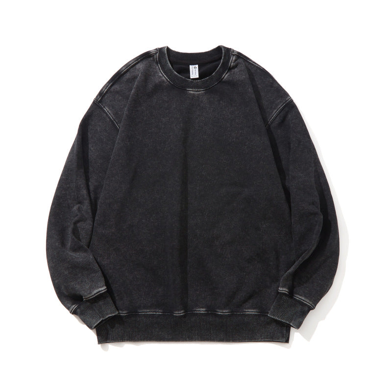 Sweater i vasket bomuld med rund hals og lange ærmer