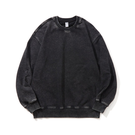 Sweater Cotton Washed Old Round Neck Long Sleeve Top