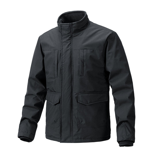 Efterårs- og Vinterjakke Tynd bomuldsjakke med opretstående krave, slim fit, store lommer, fashionabel ungdomsjakke top