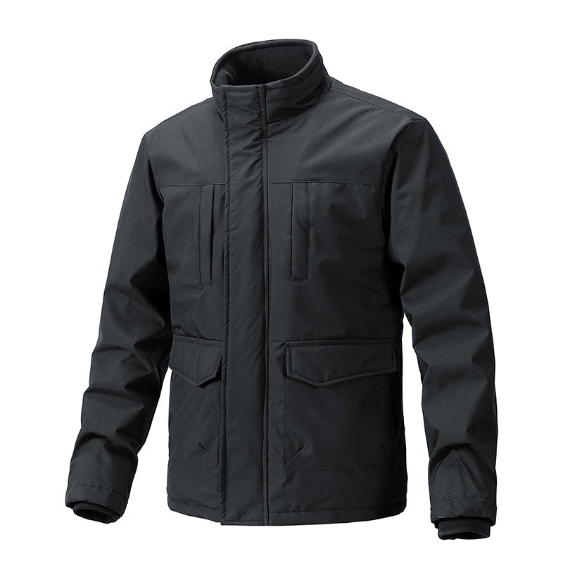 Efterårs- og Vinterjakke Tynd bomuldsjakke med opretstående krave, slim fit, store lommer, fashionabel ungdomsjakke top