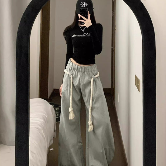 Retro Profile Wide Leg Machete Sports Pants Female