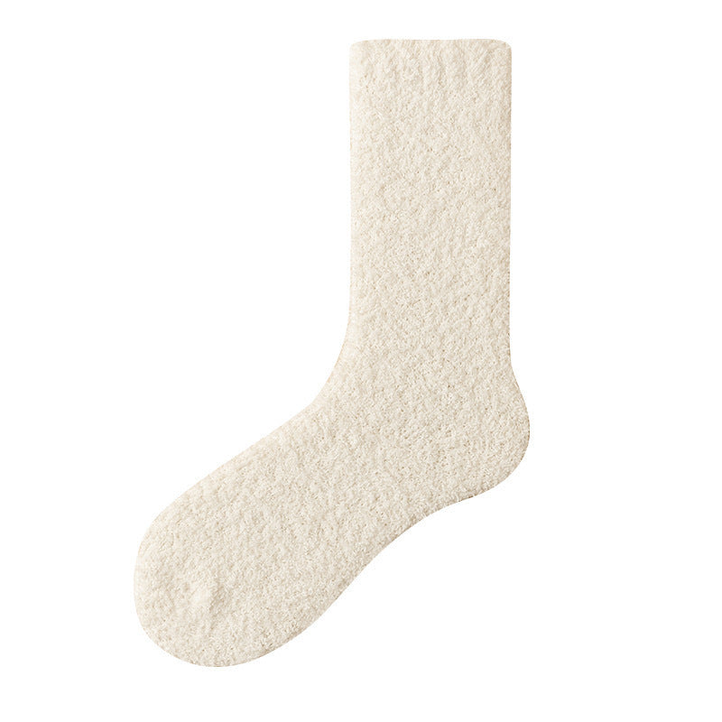Coral Velvet Solid Color Schoolgirl Socks