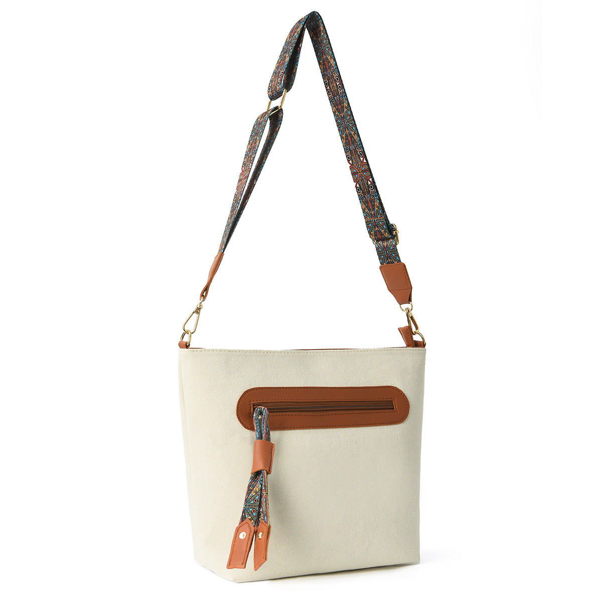 Fashionable Large-Capacity Printed Ribbon Tassel Shoulder Bag