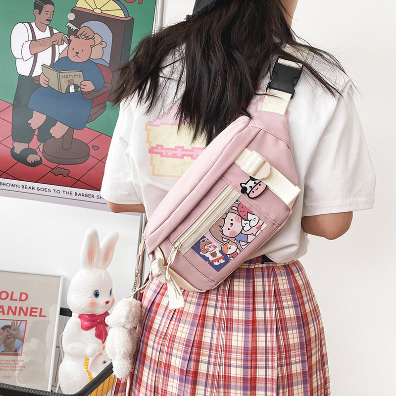 Cute Cartoon Girl Student Transparent Messenger Bag