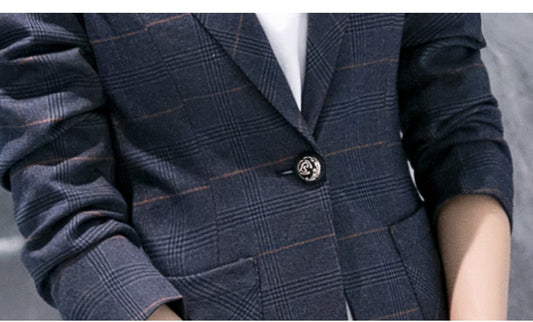 Casual Waist Short Slim Plaid Suit