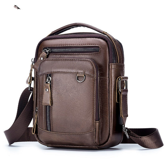Multifunctional Leather Men's Crossbody Bag On The First Floor